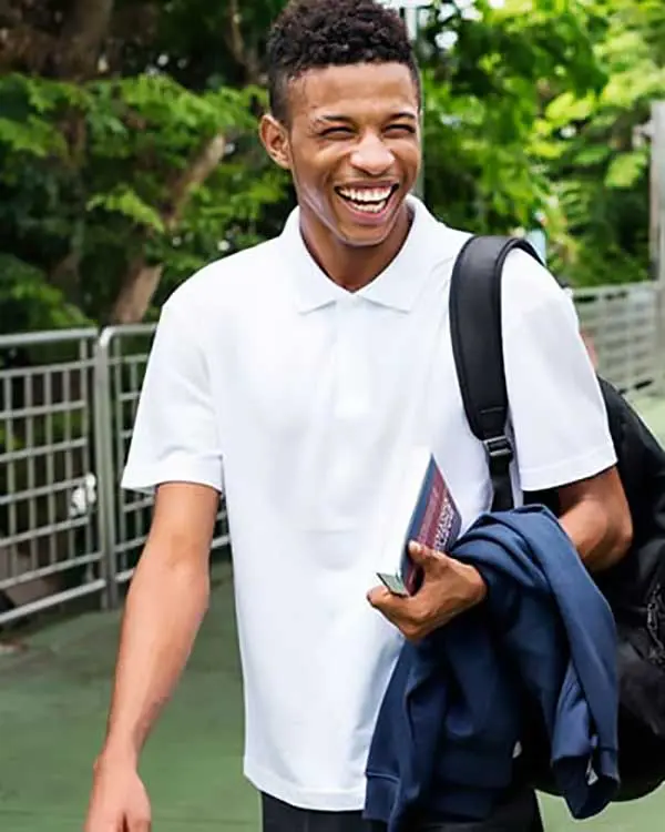 Student happily walking